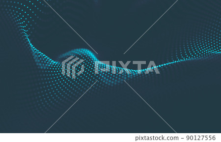 Abstract Music background. Big Data Particle Flow Visualisation. Science infographic futuristic illustration. Sound wave. Sound visualization 90127556