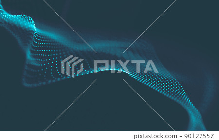Abstract Music background. Big Data Particle Flow Visualisation. Science infographic futuristic illustration. Sound wave. Sound visualization 90127557