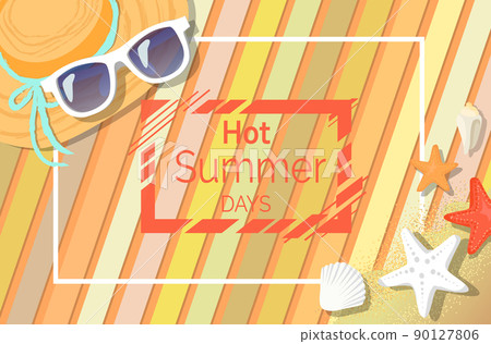 Hot Summer Days Banner with Sunglasses and Hat 90127806