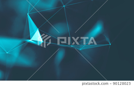Abstract Blue Geometrical Background . Connection structure. Science background. Futuristic Technology HUD Element . onnecting dots and lines . Big data visualization and Business . 90128023