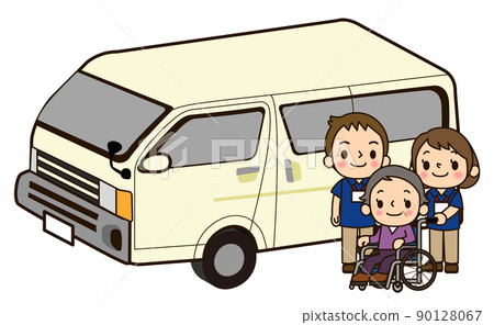 護老者男人和女人推著輪椅 90128067