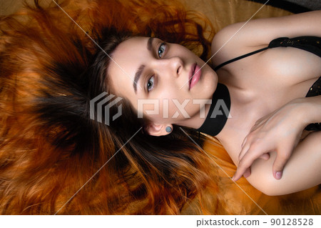 beauty portrait of a girl with red hair. beauty portrait of a girl with red hair. 90128528