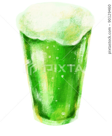 Cold green saint Patrick's day beer with foam alcohol booze drink hand digital painting illustration Cold green saint Patrick's day beer with foam alcohol booze drink hand digital painting illustration 90129460