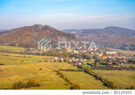 Kalich medieval castle ruins on the mountain summit Kalich medieval castle ruins on the mountain summit 90129505