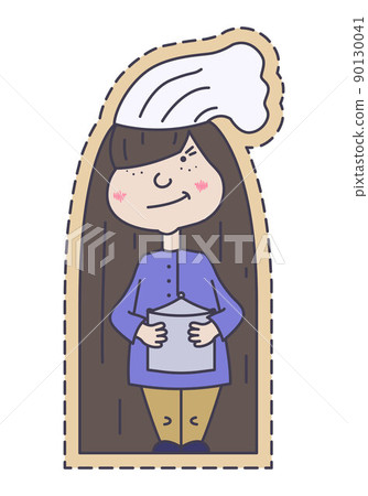 Cute funny chef cook girl character sticker. 90130041