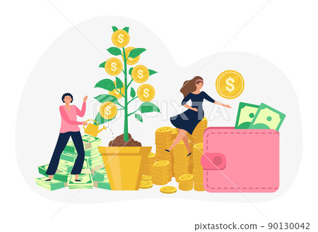 Money business investment, collect coins from tree 90130042