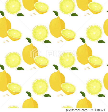Fresh lemon fruits background. Food simple seamless pattern. 90130371