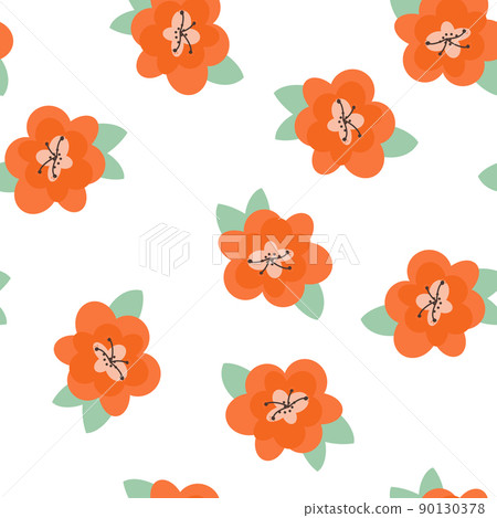 Simple vector background. Tropical flat flowers in flat style. Botanical seamless pattern. Simple vector background. Tropical flat flowers in flat style. Botanical seamless pattern. 90130378