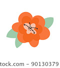 Vector isolated element on white background. Tropical flat flower in flat style. Botanical illustration. 90130379