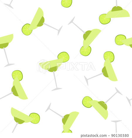 Margarita cocktail with slice of lime realistic vector background. Alcohol drink seamless pattern. Margarita cocktail with slice of lime realistic vector background. Alcohol drink seamless pattern. 90130380