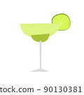 Margarita cocktail with slice of lime realistic vector illustration. Isolated on white background. 90130381