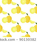 Fresh lemon fruits background. Food simple seamless pattern. 90130382