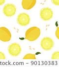 Fresh lemon fruits background. Food simple seamless pattern. 90130383