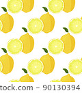 Fresh lemon fruits background. Food simple seamless pattern. 90130394