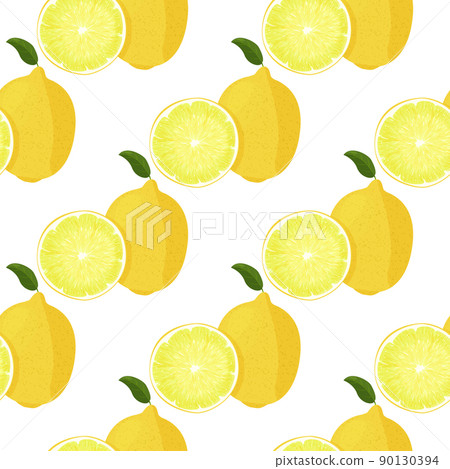 Fresh lemon fruits background. Food simple seamless pattern. 90130394