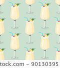 Tropical drink Pina Colada background. Alcohol drink seamless pattern. 90130395
