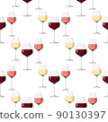 Seamless pattern with simple glasses of wine. Alcohol beverages background. 90130397