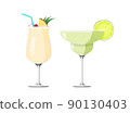 Party cocktails little set. Alcohol drinks illustrations. 90130403
