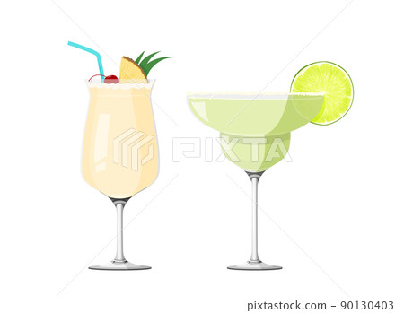 Party cocktails little set. Alcohol drinks illustrations. 90130403