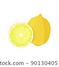 Fresh lemon fruit illustration. Isolated on white background. 90130405