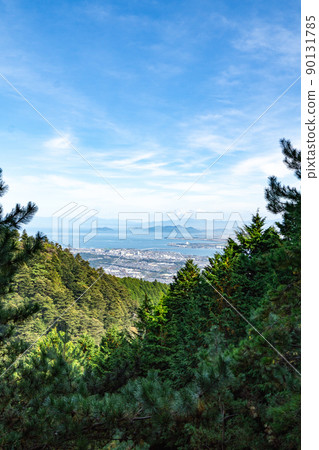 Lake Biwa, Lake Biwa Bridge and Oki Island seen from Mt. Hachioji in Shiga Prefecture Lake Biwa, Lake Biwa Bridge and Oki Island seen from Mt. Hachioji in Shiga Prefecture 90131785