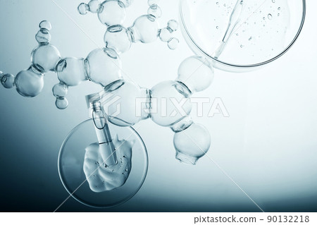 Abstract cosmetic laboratory. Chemical laboratory research. Cosmetic Essence Molecule Bubble 90132218