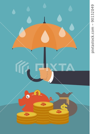 受保護的貨幣概念。無風險金融風格 安全投資。財務儲蓄，財富管理。 90132849