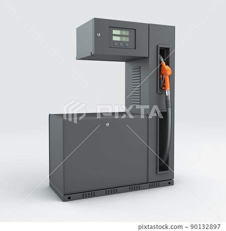 3d rendering of Gas station close-up with filling pistols. Clipping path included 90132897