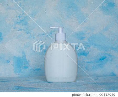 Bottle for cosmetic products without a label. Facial skin care concept. Dispenser. Texture 90132919