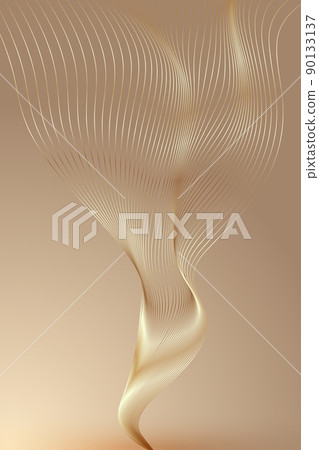 金色的波浪柔順光滑線條抽象背景 金色的波浪柔順光滑線條抽象背景 90133137
