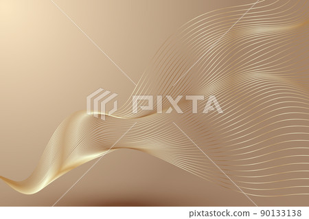 金色的波浪柔順光滑線條抽象背景 90133138