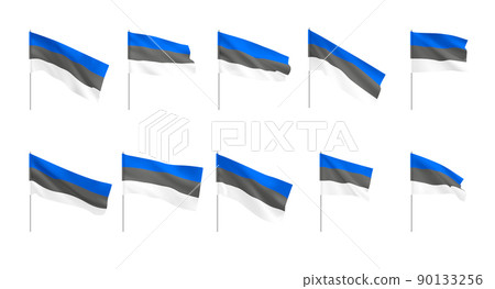 Estonia flags. Set of national realistic flags of Estonian. 90133256