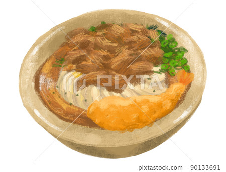 Beef tempura udon noodle soup Japanese food illustration hand drawing art Beef tempura udon noodle soup Japanese food illustration hand drawing art 90133691