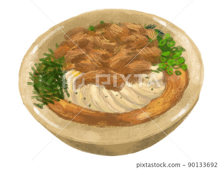 Beef udon noodle soup Japanese food illustration hand drawing art Beef udon noodle soup Japanese food illustration hand drawing art 90133692