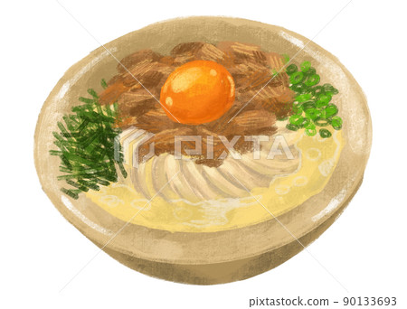 Beef udon noodle soup Japanese food illustration hand drawing art Beef udon noodle soup Japanese food illustration hand drawing art 90133693