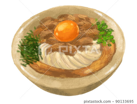 Beef udon noodle soup Japanese food illustration hand drawing art Beef udon noodle soup Japanese food illustration hand drawing art 90133695