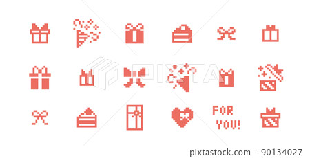 像素藝術節日禮物裝飾套裝禮盒禮物餅乾蛋糕像素 90134027