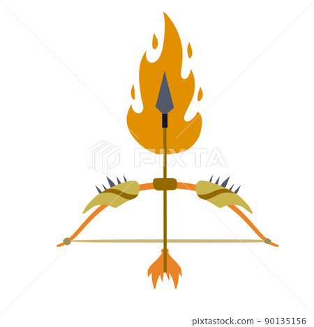 Burning arrow. Fire and flame, Lord Rama bow. Indian festival navratri and Vijayadashami celebration 90135156