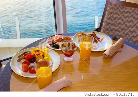 Dining Room Buffet aboard the abstract luxury cruise ship. Dining Room Buffet aboard the abstract luxury cruise ship. 90135713