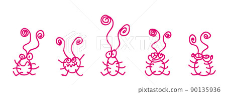 Set handwritten cockroach. Vector. 90135936