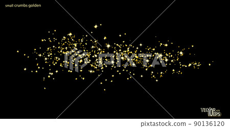 Gold dust on black. Gold shiny plume glitter texture, crumbs. Pieces confetti. Vector Gold dust on black. Gold shiny plume glitter texture, crumbs. Pieces confetti. Vector 90136120