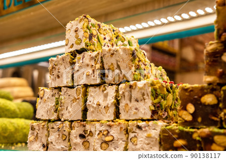 Close-up of turkish sweets and Rahat Lokum in the Egyptian Bazaar 90138117