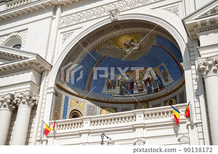 Facade of a church in Iasi, Romania 90138172