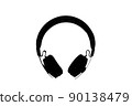 Silhouette of headphones isolated on white background, illustration 90138479