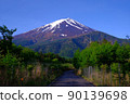 20220526 Mt. Fuji in the early morning blue sky from the forest road Fuji line 90139698