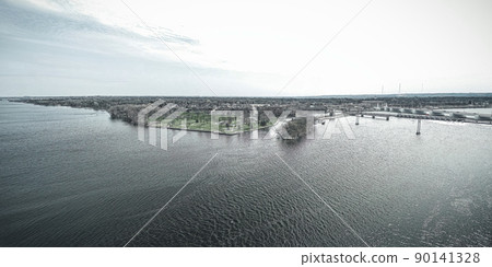 Graphite themed view over the Fox River in green bay Graphite themed view over the Fox River in green bay 90141328
