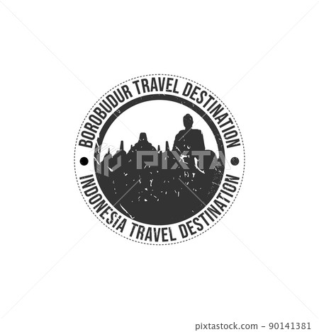 Borobudur travel destination written inside the stamp 90141381