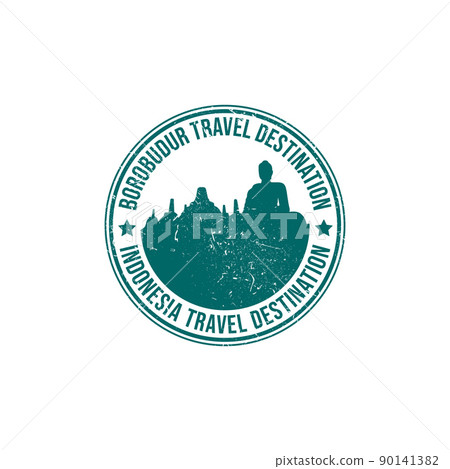 Borobudur travel destination written inside the stamp 90141382