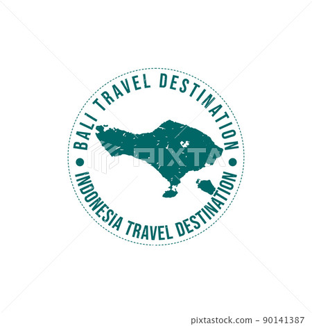 Bali logo sign. Travel rubber stamp with the name and map of island 90141387