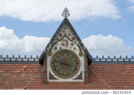 vintage clock in the tower on the roof close-up 90141454